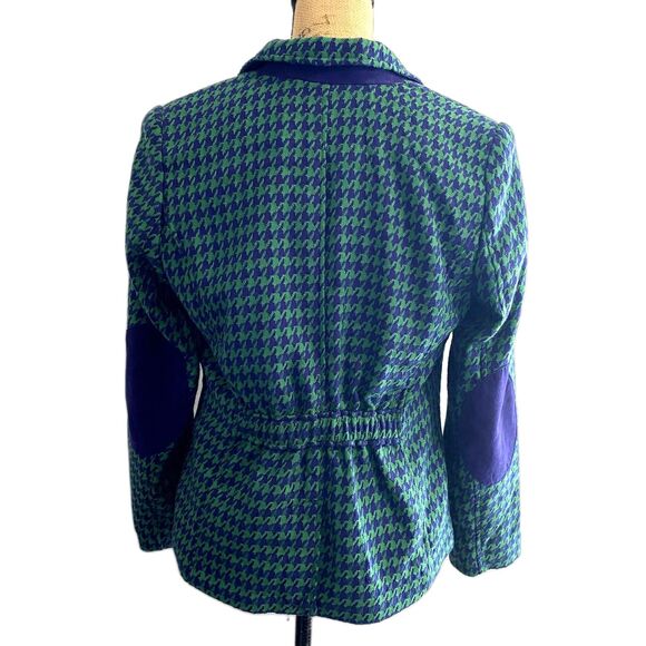 Joan Rivers Houndstooth Blazer‎ Green Purple Elbow Patch Academia Size 10 - Picture 4 of 6